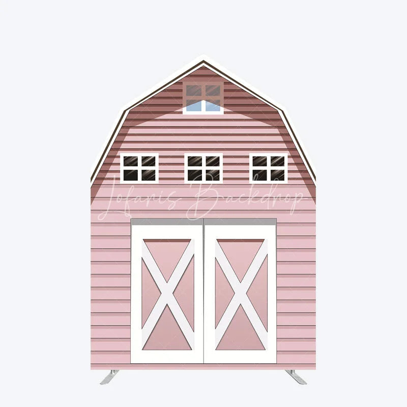 Lofaris Rustic Pink Farm House Barn Door Arch Party Backdrop