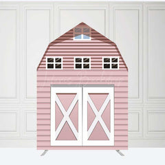 Lofaris Rustic Pink Farm House Barn Door Arch Party Backdrop