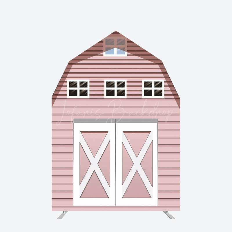 Lofaris Rustic Pink Farm House Barn Door Arch Party Backdrop