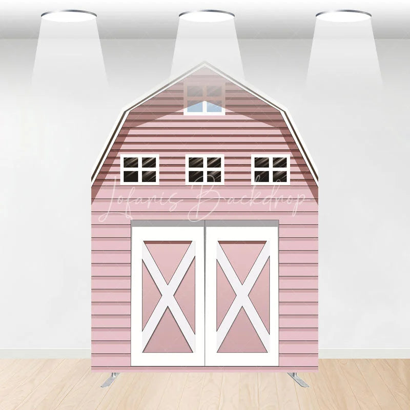 Lofaris Rustic Pink Farm House Barn Door Arch Party Backdrop