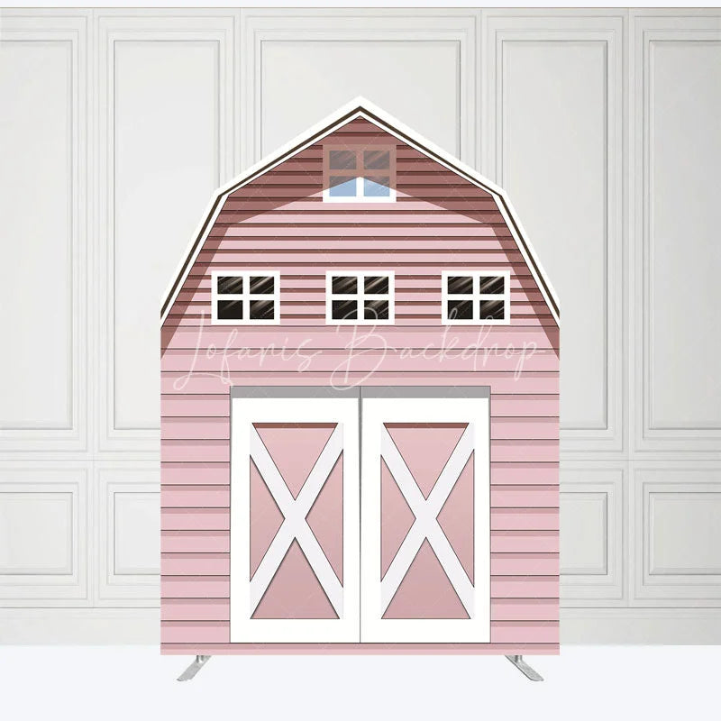 Lofaris Rustic Pink Farm House Barn Door Arch Party Backdrop