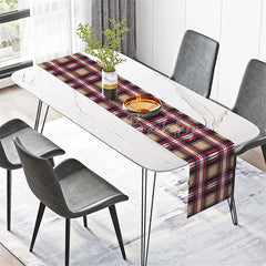 Lofaris Rustic Plaid Table Runner Red Tan and Black Tartan Farmhouse Christmas Holiday Decor