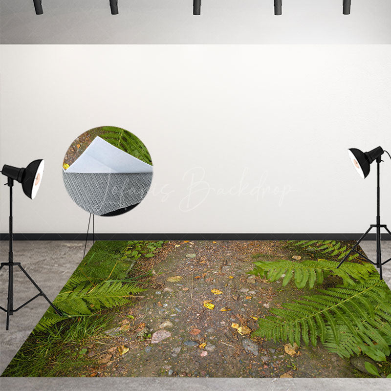 Lofaris Rustic Red Barn and Fern Floor Combo Set Backdrop Autumn Garage Scene Farmhouse Photography Studio Prop