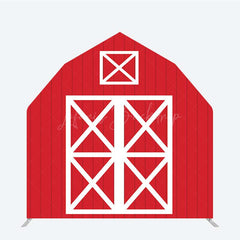 Lofaris Rustic Red White Farm House Barn Door Arch Backdrop