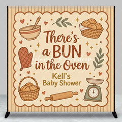 Lofaris Rustic Watercolor Baking Theme Bun in the Oven Custom Backdrop Personalized Baby Shower Photo Booth Decor