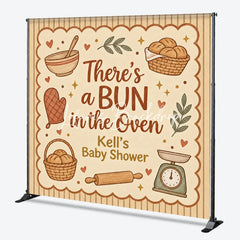 Lofaris Rustic Watercolor Baking Theme Bun in the Oven Custom Backdrop Personalized Baby Shower Photo Booth Decor
