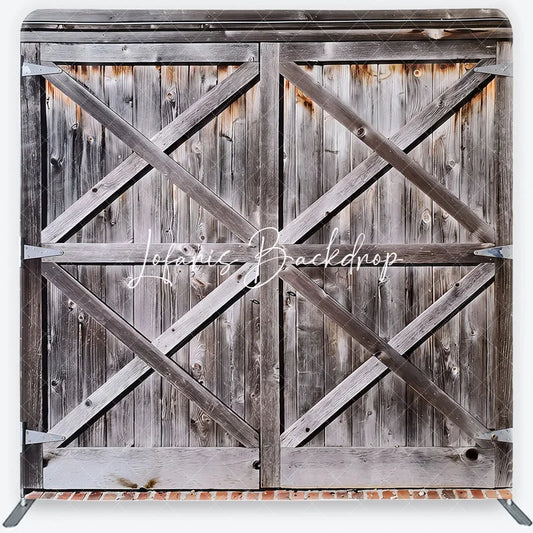 Lofaris Rustic Weathered Wood Barn Door with X-Beams Square Double-Sided Backdrop Farmhouse Vintage Photo Prop