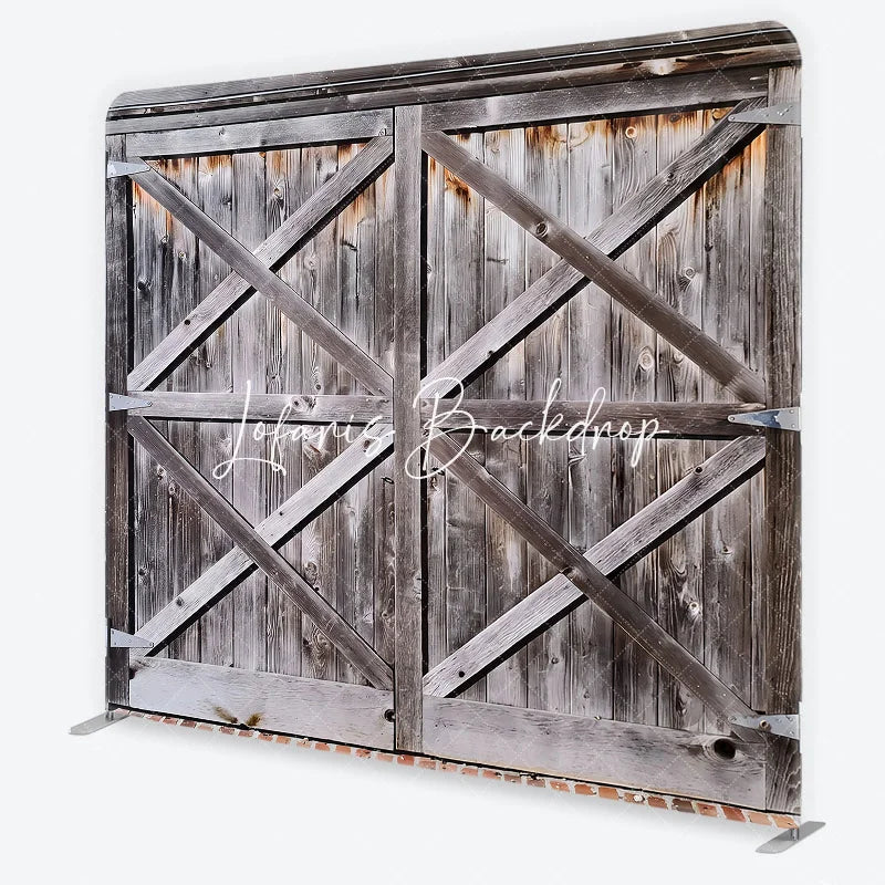 Lofaris Rustic Weathered Wood Barn Door with X-Beams Square Double-Sided Backdrop Farmhouse Vintage Photo Prop