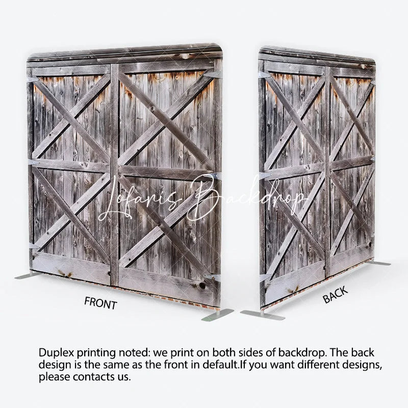 Lofaris Rustic Weathered Wood Barn Door with X-Beams Square Double-Sided Backdrop Farmhouse Vintage Photo Prop