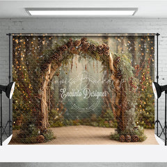 Lofaris Rustic Winter Wedding Arch Backdrop Pinecone and Berries Decor Enchanted Forest Holiday Photography Props