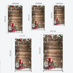 Lofaris Rustic Wood Christmas Candle Rectangle Arch Backdrop Winter Holiday Snowflakes and Ornaments Party Decor