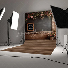 Lofaris Rustic Wood Floral Photography Backdrop Vintage Chalkboard Rose Flower Background Garden Room Photo Prop
