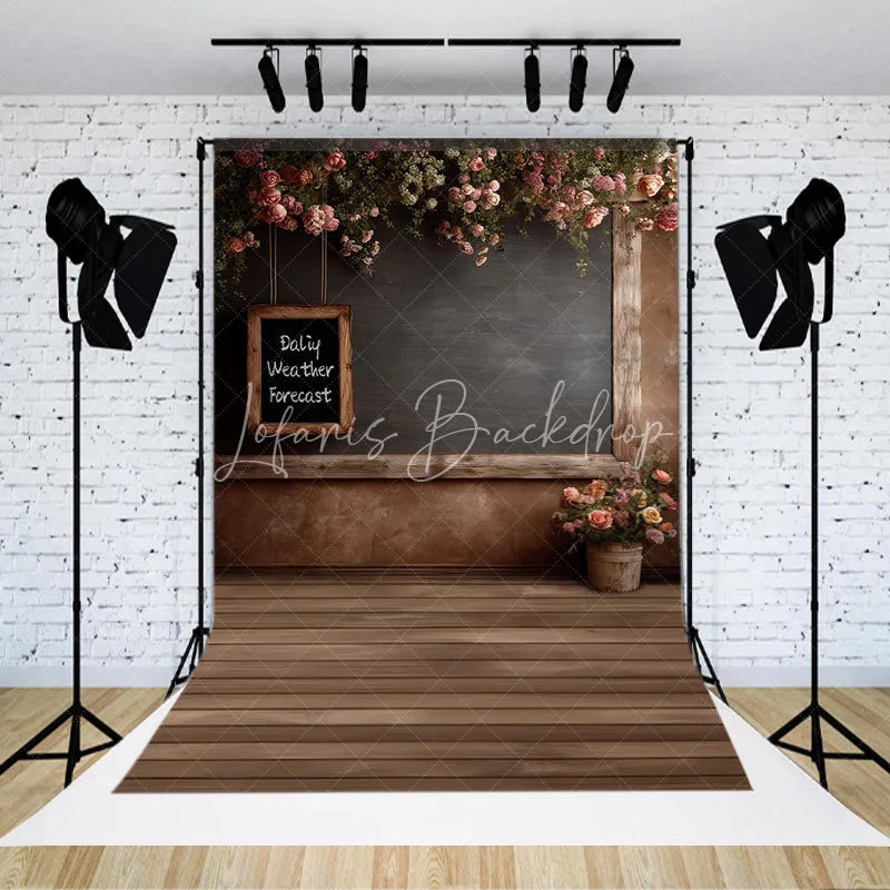 Lofaris Rustic Wood Floral Photography Backdrop Vintage Chalkboard Rose Flower Background Garden Room Photo Prop