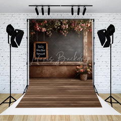 Lofaris Rustic Wood Floral Photography Backdrop Vintage Chalkboard Rose Flower Background Garden Room Photo Prop