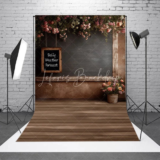 Lofaris Rustic Wood Floral Photography Backdrop Vintage Chalkboard Rose Flower Background Garden Room Photo Prop