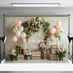 Lofaris Rustic Wood Ornaments Floral Valentines Day Backdrop