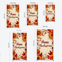 Lofaris Rustic Wood Panel Happy Thanksgiving Autumn Leaves and Pumpkins Rectangle Arch Backdrop Festive Fall Harvest Decor
