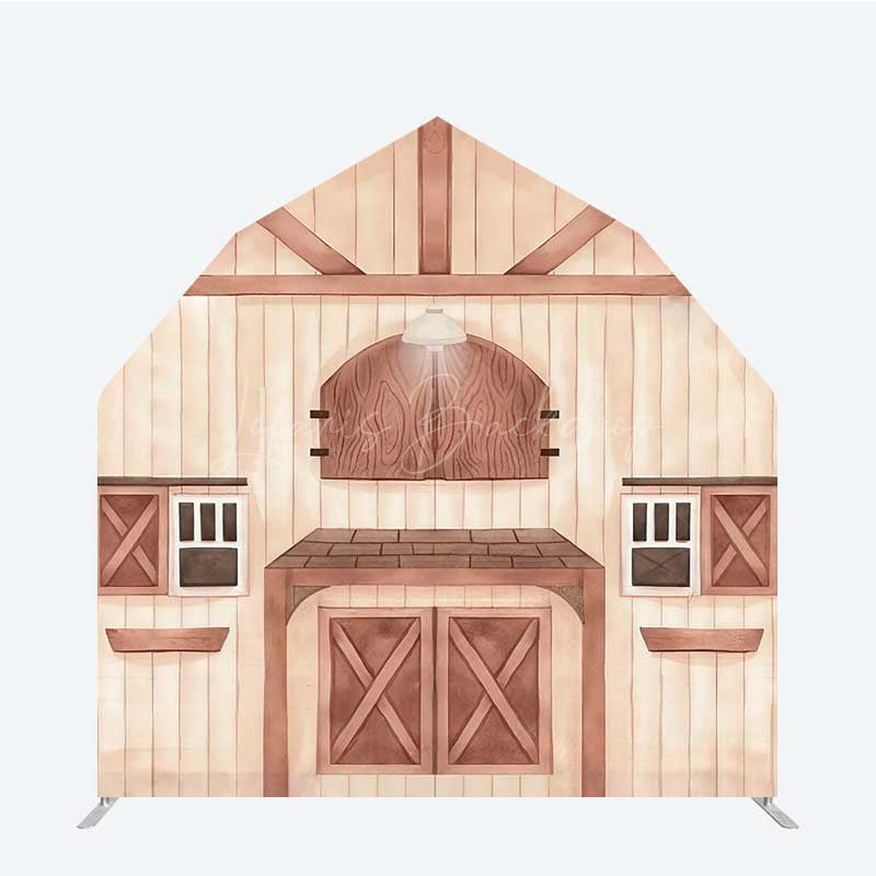 Lofaris Rustic Wooden Farm House Barn Door Arch Backdrop