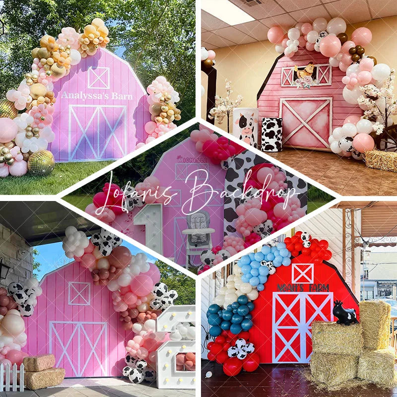 Lofaris Rustic Wooden Farmhouse Barn Door Arch Backdrop with X-Brace Design Country Theme Party Decoration
