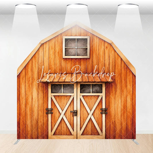Lofaris Rustic Wooden Farmhouse Barn Door Arch Backdrop with X-Brace Design Country Theme Party Decoration