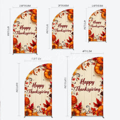 Lofaris Rustic Wooden Happy Thanksgiving Half Moon Arch Backdrop Autumn Pumpkins and Fall Leaves Decor