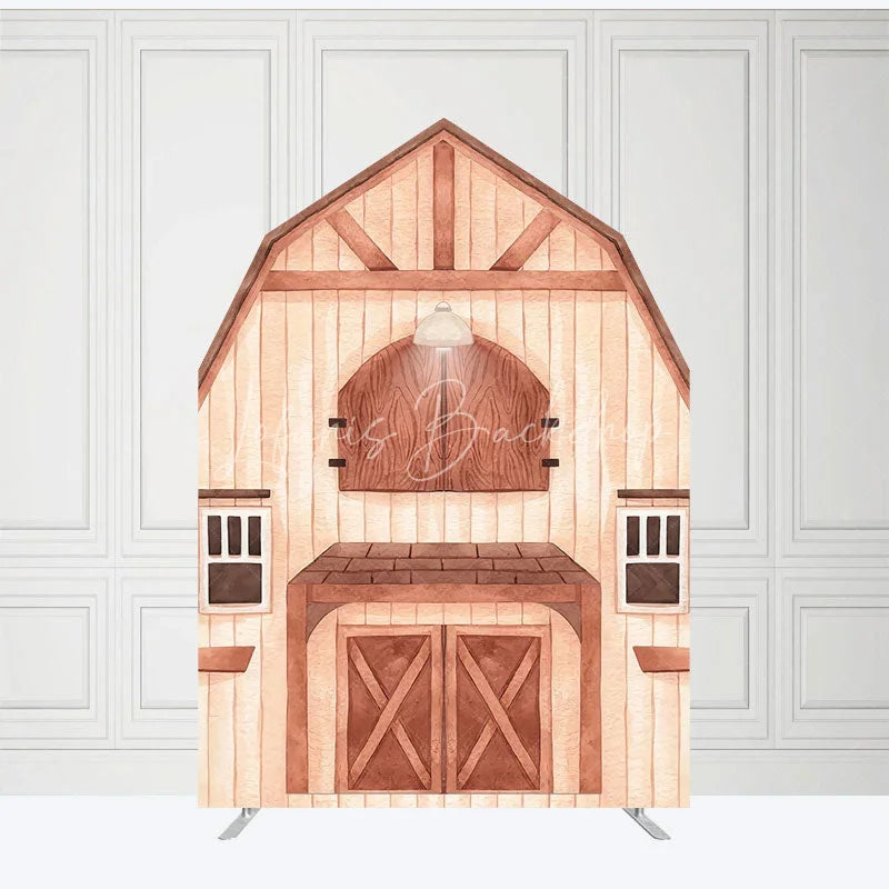 Lofaris Rustic Wooden House Barn Door Arch Party Backdrop