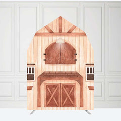 Lofaris Rustic Wooden House Barn Door Arch Party Backdrop