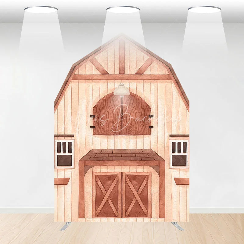 Lofaris Rustic Wooden House Barn Door Arch Party Backdrop