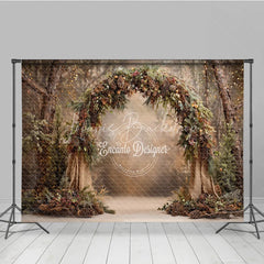 Lofaris Rustic Woodland Arch Backdrop Pinecone and Burlap Decor Enchanted Forest Wedding Photography Props