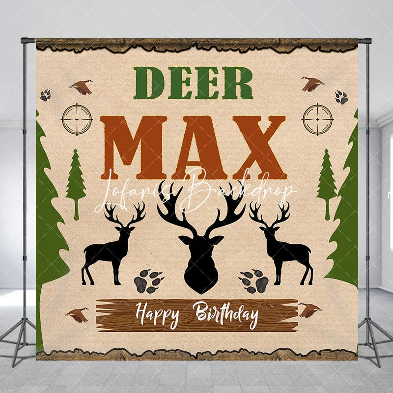 Lofaris Rustic Woodland Deer Hunting Theme Custom Birthday Backdrop Personalized with Name for Party