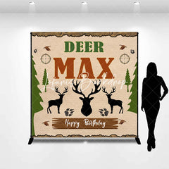 Lofaris Rustic Woodland Deer Hunting Theme Custom Birthday Backdrop Personalized with Name for Party