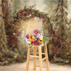 Lofaris Rustic Woodland Forest Arch Backdrop Red Berry Sunlit Pine Tree Photography Background