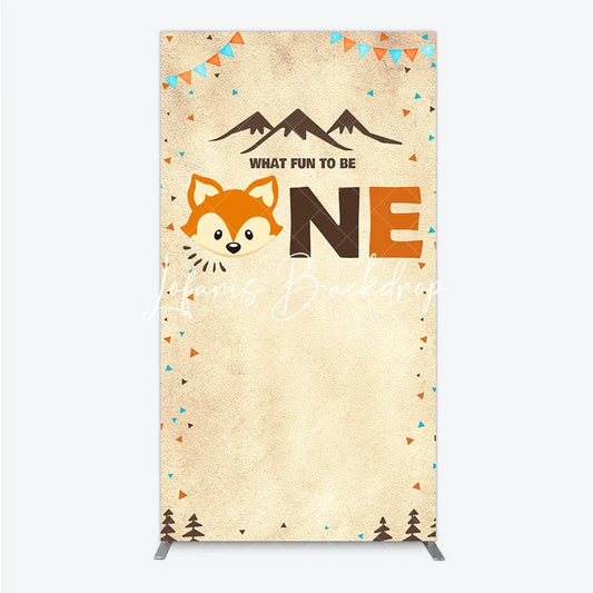Lofaris Rustic Woodland Fox First Birthday Rectangle Arch Backdrop What Fun To Be One Party Decoration