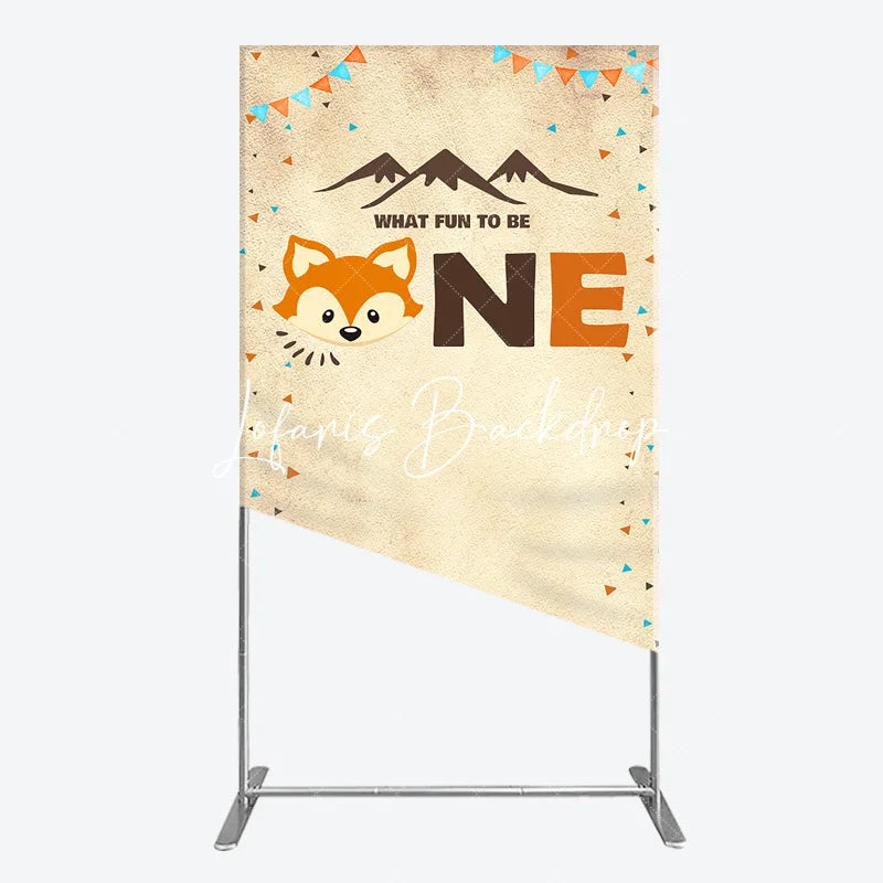 Lofaris Rustic Woodland Fox First Birthday Rectangle Arch Backdrop What Fun To Be One Party Decoration