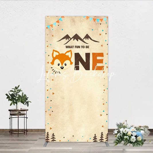 Lofaris Rustic Woodland Fox First Birthday Rectangle Arch Backdrop What Fun To Be One Party Decoration