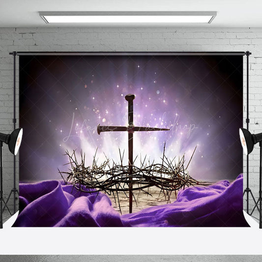 Lofaris Sacred Cross Thorn Crown Centerpiece purple Backdrop