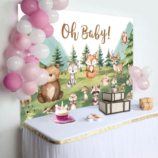 Lofaris Safari Animals Forest Oh Baby Gender Reveal Backdrop