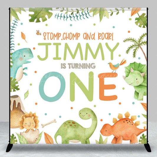 Lofaris Safari Dinosaur Custom Name 1st Birthday Backdrop