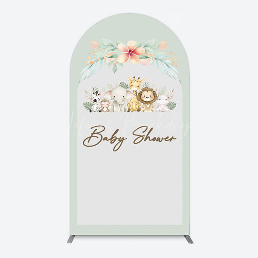 Lofaris Safari Green Leaf Floral Baby Shower Arch Backdrop
