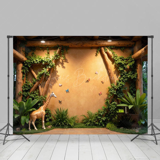 Lofaris Safari Jungle Butterfly Giraffe Cake Smash Backdrop