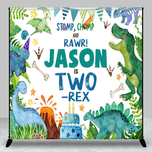 Lofaris Safari Jungle Dinosaur Custom Name Birthday Backdrop