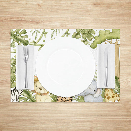 Lofaris Safari Jungle Plant Animals Dining Set of 4 Placemats