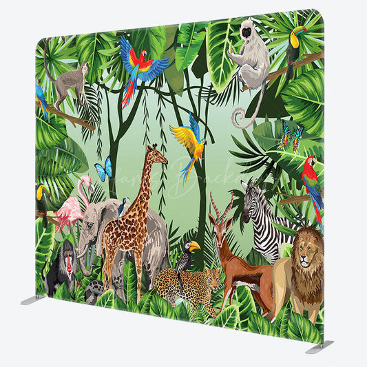 Lofaris Safari Wild Animals Birthday Pillow Case Backdrop