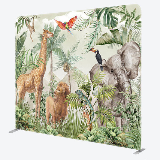 Lofaris Safari Wild Animals Jungle Square Tension Backdrop