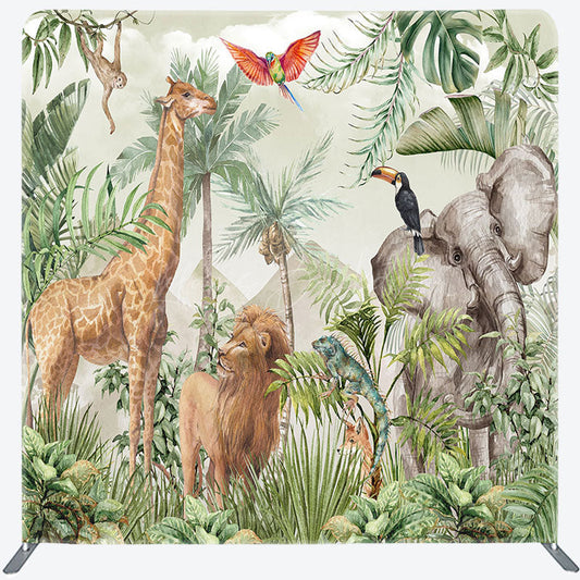 Lofaris Safari Wild Animals Jungle Square Tension Backdrop