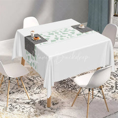 Lofaris Sage Green Abstract Spot Band Rectangle Tablecloth White Modern Pattern Table Cover for Party