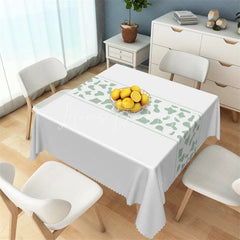 Lofaris Sage Green Abstract Spot Band Rectangle Tablecloth White Modern Pattern Table Cover for Party