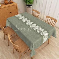 Lofaris Sage Green Rustic Texture Floral Center Rectangle Tablecloth Elegant Dining Decor Washable Kitchen Table Cover