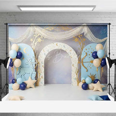 Lofaris Sagittarius Zodiac Photography Backdrop Blue Archer and Gold Stars Birthday Party Background