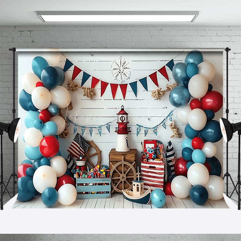 Lofaris Sailor Navigation Balloon Flag Cake Smash Backdrop